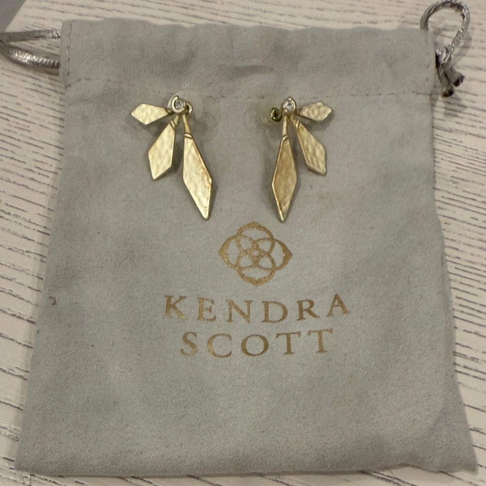 Kendra Scott Gold Leaf Drop Earrings